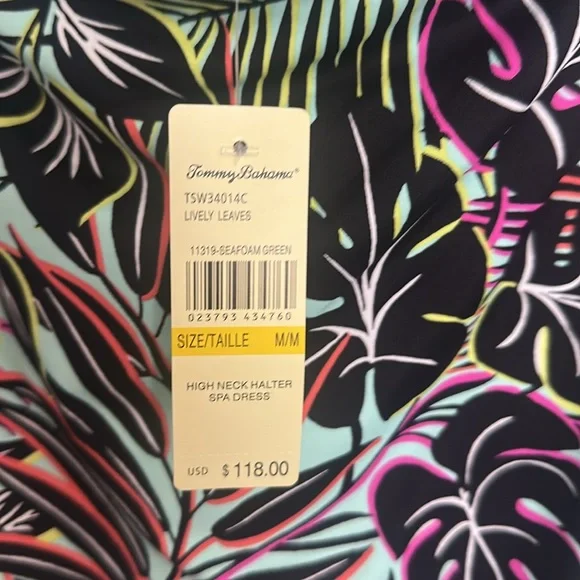 NWT Tommy Bahama high neck halter dress lively leaves M - Picture 5 of 9